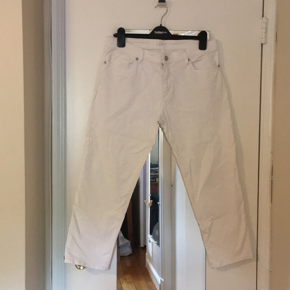 LOFT White Relaxed Straight Crop Capris SZ 8